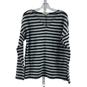 Comma Women's Black White Striped V Neck Pullover Sweater Size S - Preowned